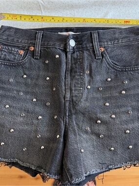 Levi's Black Studded Denim Cutoff Shorts